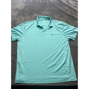 Tommy Bahama Men's XL‎ TG Aqua Blue Short Sleeve Polo Shirt Marlin Logo